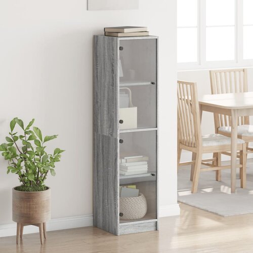  Visoka komoda sa staklenim vratima boja hrasta 35 x 37 x 142 cm Slike