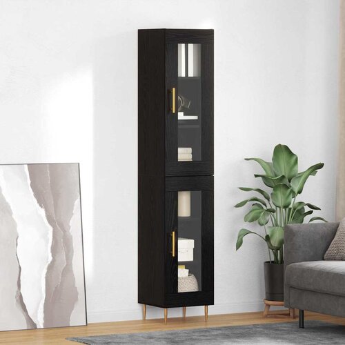 VidaXL Highboard Crni hrast 34,5 x 34 x 180 cm Konstruirano drvo Slike