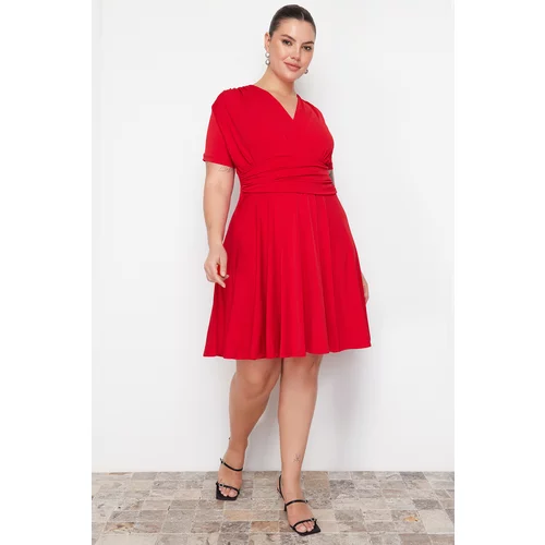 Trendyol Curve Red Double Breasted Mini Knitted Dress