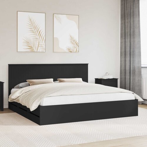  Krevetna konstrukcija Crna 200 x 200 cm Inženjersko Drvo Cene