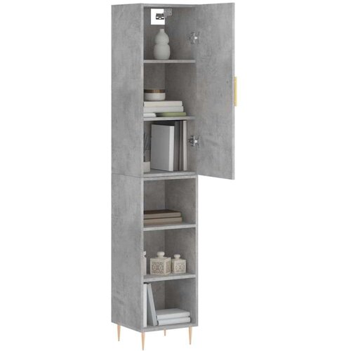 VidaXL Visoka komoda siva betona 34 5x34x180 cm od konstruiranog drva Slike