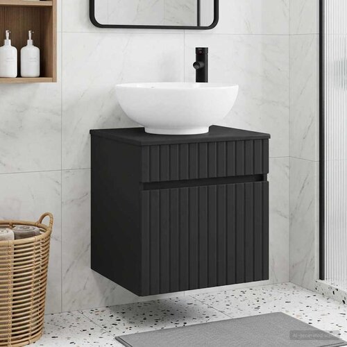  Umivaonik s policom za zid Crna 49 x 44,5 x 66,5 cm Cijene