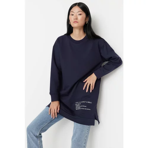 Trendyol Sweatshirt - Navy blue - Oversize