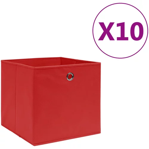  Kutije za pohranu od netkane tkanine 10 kom 28x28x28 cm crvene