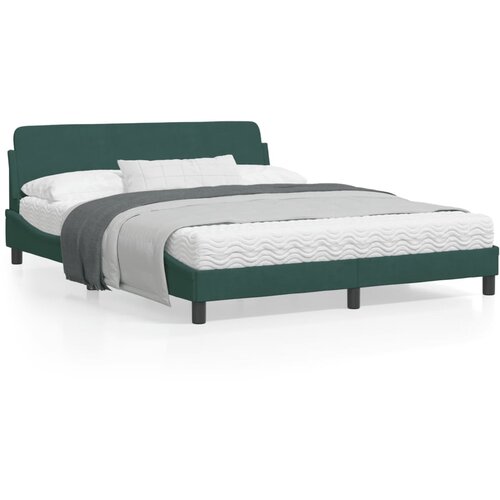 VidaXL Posteljni okvir z vzglavjem temno zelen 160x200 cm žamet Slike