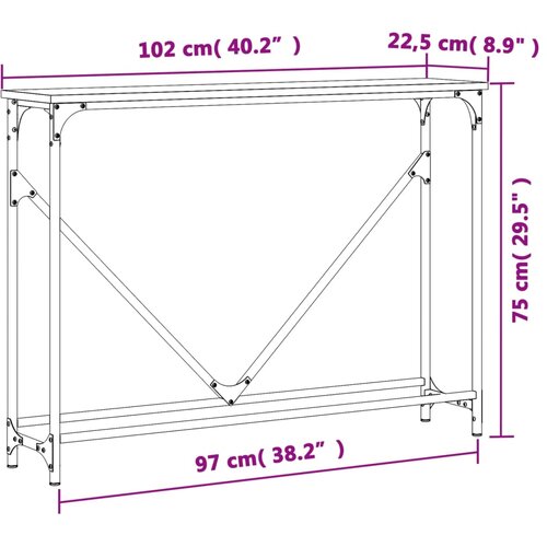  Konzolni stol siva boja hrasta 102x22,5x75 cm konstruirano drvo Slike