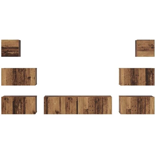 Set TV komoda Zidne Ostalo s pohranom s vratima 8 pcs Staro drvo 60 x 30 x 30 cm Slike