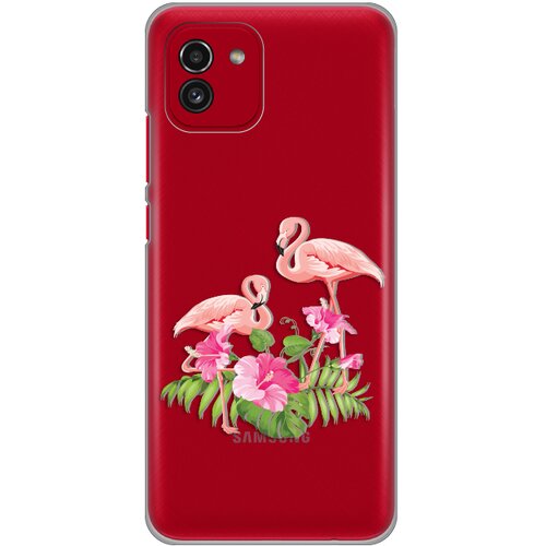 torbica silikonska print skin za samsung A035G galaxy A03 flamingo Slike