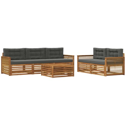 vidaXL Zunanja garnitura za sedenje 6 pcs Naravna in antracitna, (5000282695) Cene
