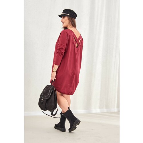 Fasardi Dress with a cross on the back Plus Size burgundy Slike