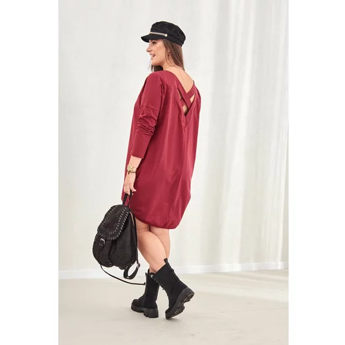 Fasardi Dress with a cross on the back Plus Size burgundy