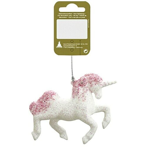  Okrasek za božično drevo samorog z bleščicami (Bele barve, Plastika) Cene