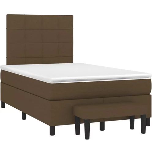 vidaXL Box spring postelja z vzmetnico temno rjava 120x190 cm blago, (21111241)