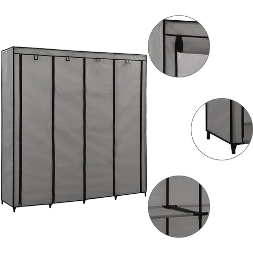VidaXL Garderobna omara s 4 predelki siva 175x45x170 cm Slike