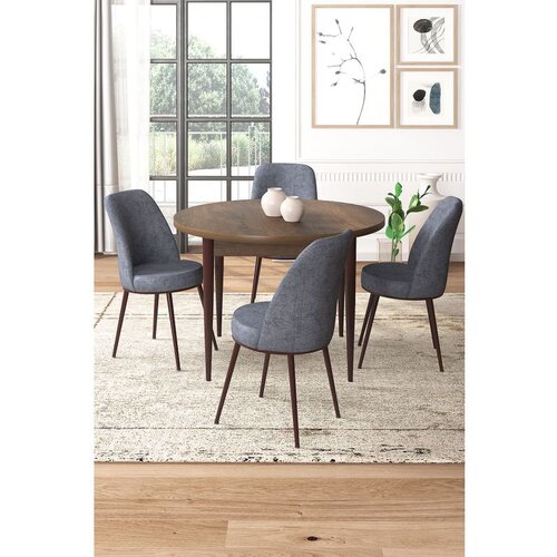 Hanah home tor - baroque, fume baroquefume dining table & chairs set (5 pieces) Cene