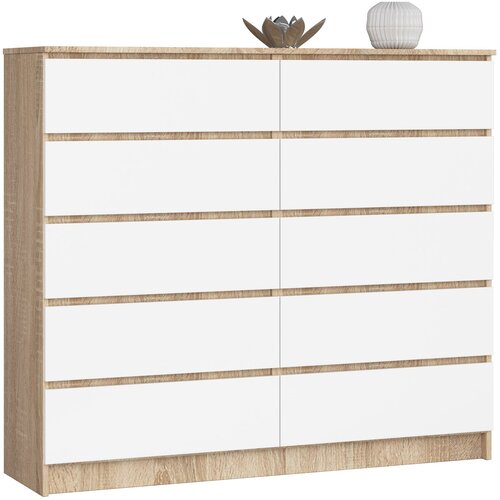 AKORD KOMODA K140 10SZ CLP OAK SONOMA / BELA, (21703265) Cene