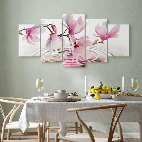  Slika - Magnolias over Water (5 Parts) Wide Pink 225x112.5 Slike