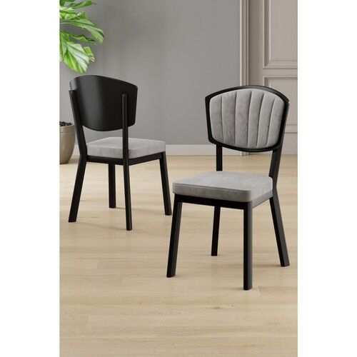 Hanah home set trpezarijskih stolica Nape 4 kom, siva tkanina Babyface, crne metalne noge Cene