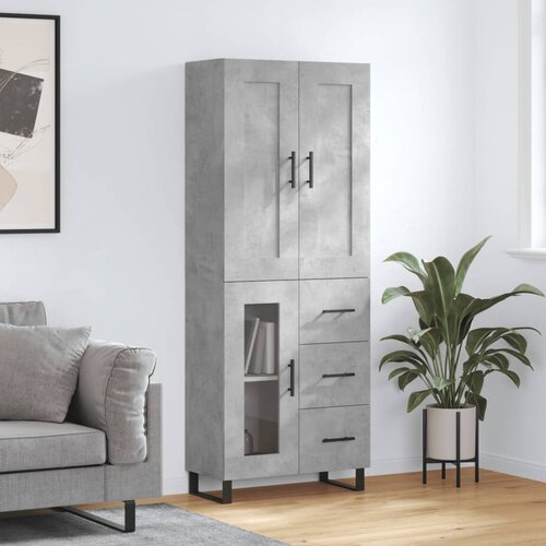 VidaXL Visoka komoda betonsko siva 69,5x34x180 cm inženirski les Slike