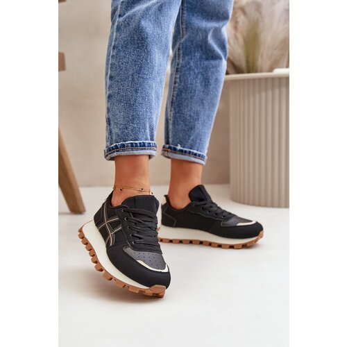 Kesi Sneakers Women's Lace-up Platform Shoes Black Mialunae Cene