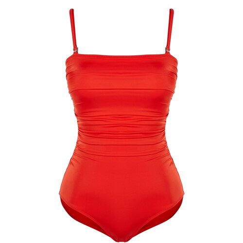 Trendyol Red Strapless Formal Swimsuit Slike