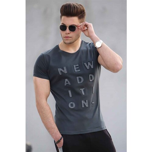 Madmext Men's Anthracite Embroidery Detailed T-Shirt 2895 Slike