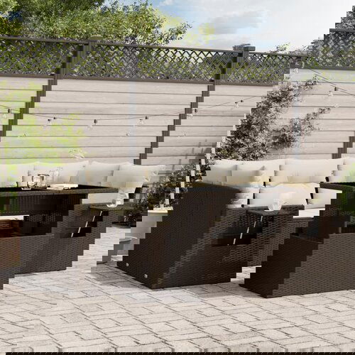 The Living Store Vrtna sedežna garnitura 7-delna z blazinami rjav poli ratan - Vrtna Sedežna Garniture, (21626569) Cene