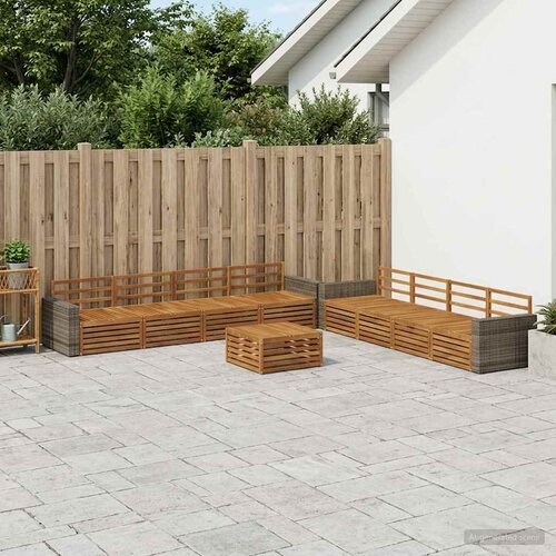 Set vanjskih sofa 9 kom. Prirodna Čvrsto drvo akacije Slike
