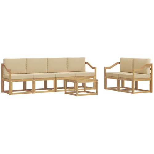 vidaXL Zunanja garnitura za sedenje z blazino 7 pcs Bela in bež, (5000281861) Cene
