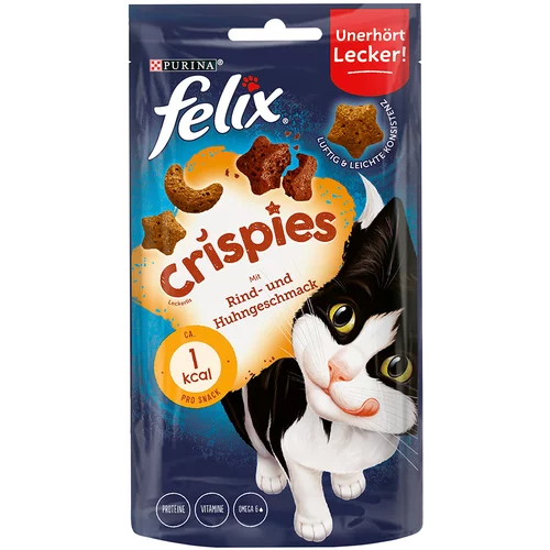 Felix 4 + 1 gratis! mačji priboljški - Crispies: Govedina & piščanec (5 x 45 g)
