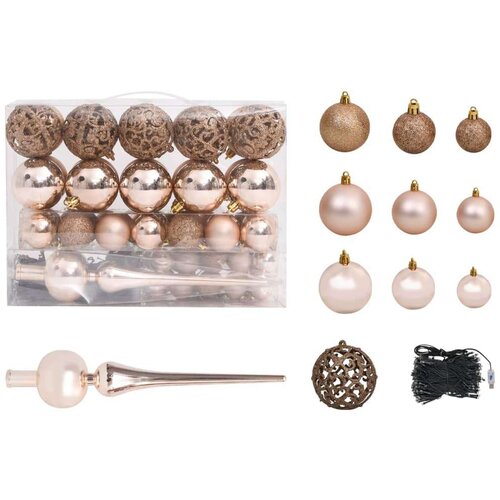  61-dijelni set božićnih kuglica s vrhom 150 LED ružičasto zlato Cene