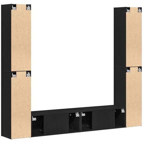 vidaXL set od 6 TV ormara zidno montiran crni hrast konstruirano drvo, crni hrast TV stalak 80x30x30 cm izrađen od konstruiranog drveta, zidno montirani TV ormari - 2 komada crni hrast, 30.5x30x90 cm, izrađeni od konstruiranog drveta Cene