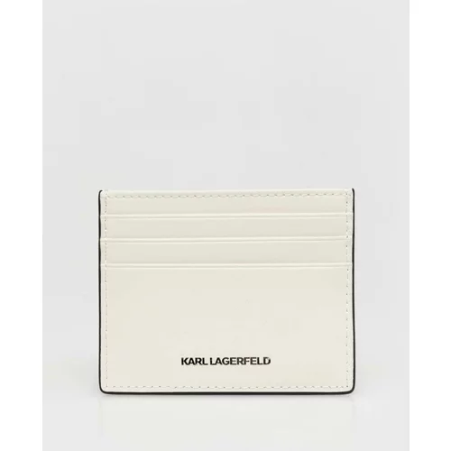 Karl Lagerfeld Usnjen etui za kartice bela barva