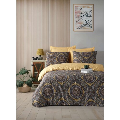 Lessentiel Maison set posteljina varak, mustard, 160x240 cm, tamnosivi Cene