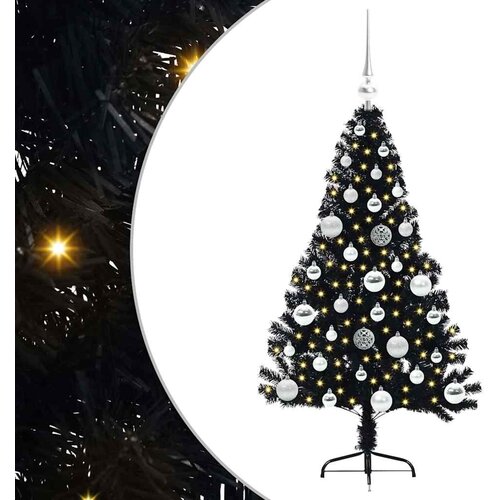 vidaXL Umjetna preddekorirana božićna jelka Črna 120 cm PVC, (5000072722) Cene