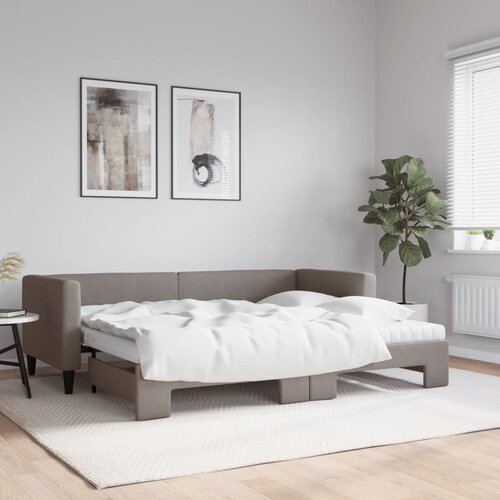 vidaXL Izvlečna dnevna postelja z vzmetnico taupe 80x200 cm blago Cene