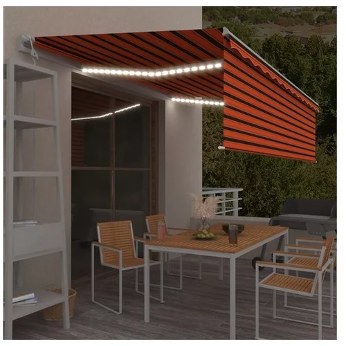  Avtomatska tenda s senčilom LED + senzor 5x3 m oranžna in rjava