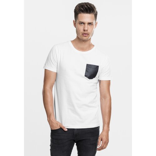 Urban Classics Pocket T-shirt made of synthetic leather wht/blk Cene
