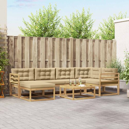  Set vanjskih sofa 7 pcs Bijela i bež Cene