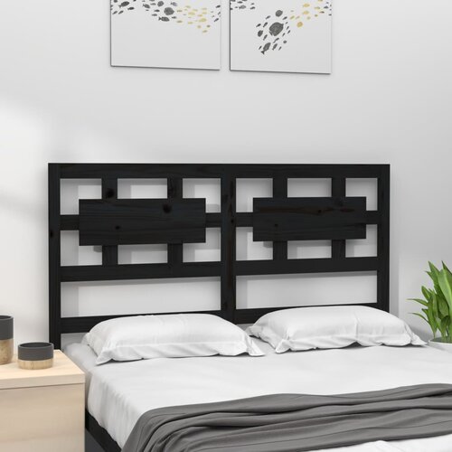  Uzglavlje za krevet crni 185,5 x 4 x 100 cm od masivne borovine Slike