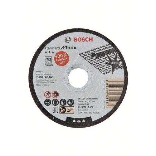 Bosch Rezalna plo&amp;scaron;ča Standard for Inox Rapido (Premer diska: 115 mm, Debelina steklene plo&amp;scaron;če: 1 mm) Slike