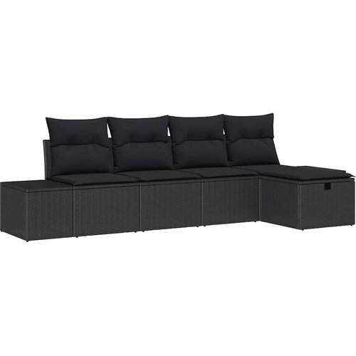  Sjedeća garnitura za vrt 5 kom. Crna poliratan 239 x 117 x 85 cm Slike