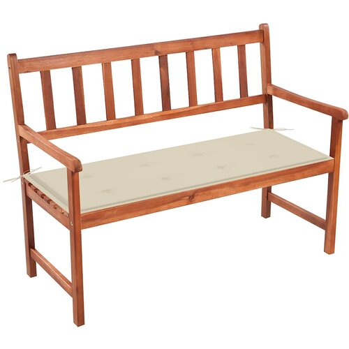 Vrtna klupa s jastukom 120 cm od masivnog bagremovog drva Krema 120 x 50 x 4 cm Slike
