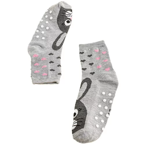 TRENDI Non-slip girls' socks gray bunnies