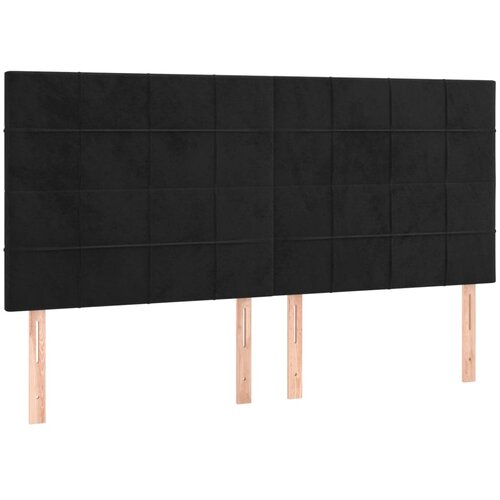 Maison Chic Posteljno vzglavje - Vzglavna omarica 4 kosa črn 80x5x78/88 cm žamet, (22076898) Slike