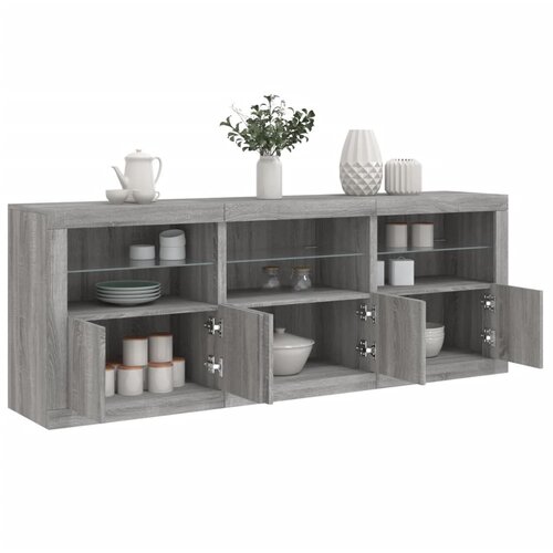 The Living Store Komoda z LED lučkami siva sonoma 181,5x37x67 cm - Komoda, (21837284) Cene