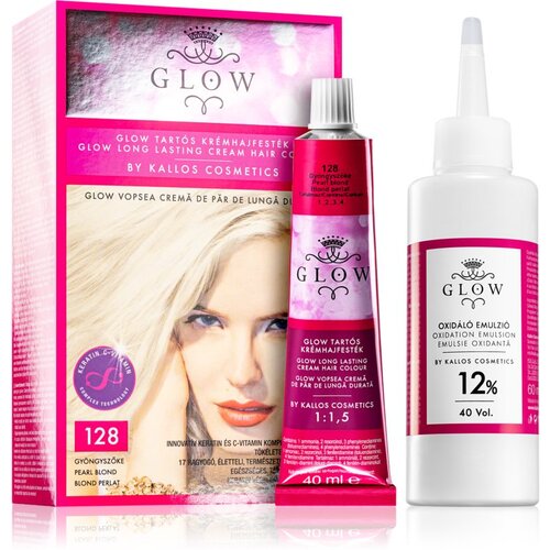 Kallos Glow permanentna barva za lase odtenek 128 Pearl Blond Slike