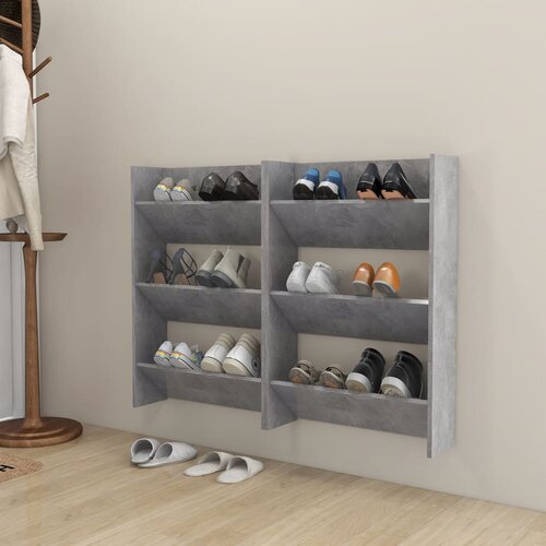 VidaXL Zidni ormarići za cipele 2 kom boja betona 60x18x90 cm iverica Slike