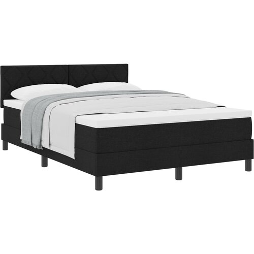VidaXL Box Spring postelja z vzmetnico Črna 140x190 cm Tkanina Slike