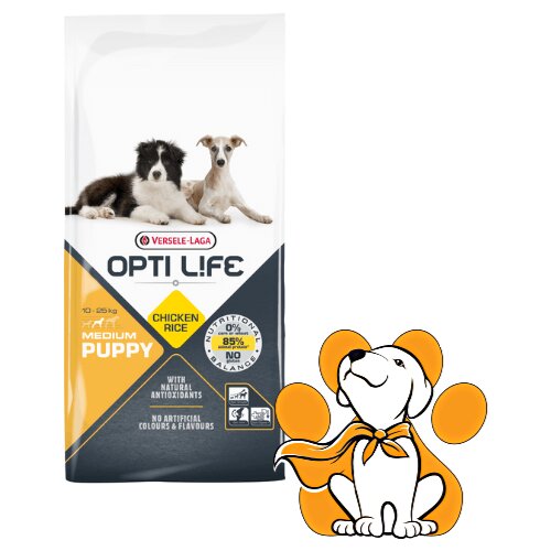 Opti Life Versele-Laga Puppy Medium Chicken 12.5kg, Hrana Za Rast Srednjih Rasa Slike